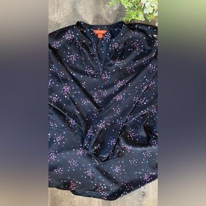 Joe Fresh Long Sleeve V Neck Patterned Blouse X Large